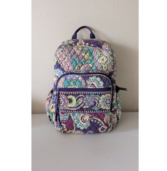 Vera Bradley Campus Backpack Heather Purple Paisley quilted Bookbag school main image 6